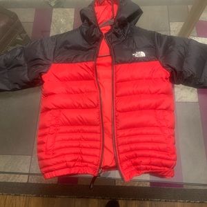 Great coat! Reversible zippers still in tact no stains just too little now!